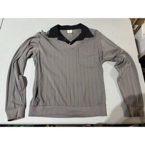 Vintage Haband Polo Shirt Mens Medium Longsleeve Cotton Blend Gray/black